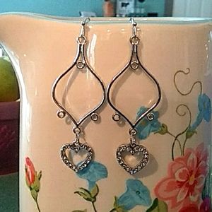 Silver  Plated Earrings With Heart Charm